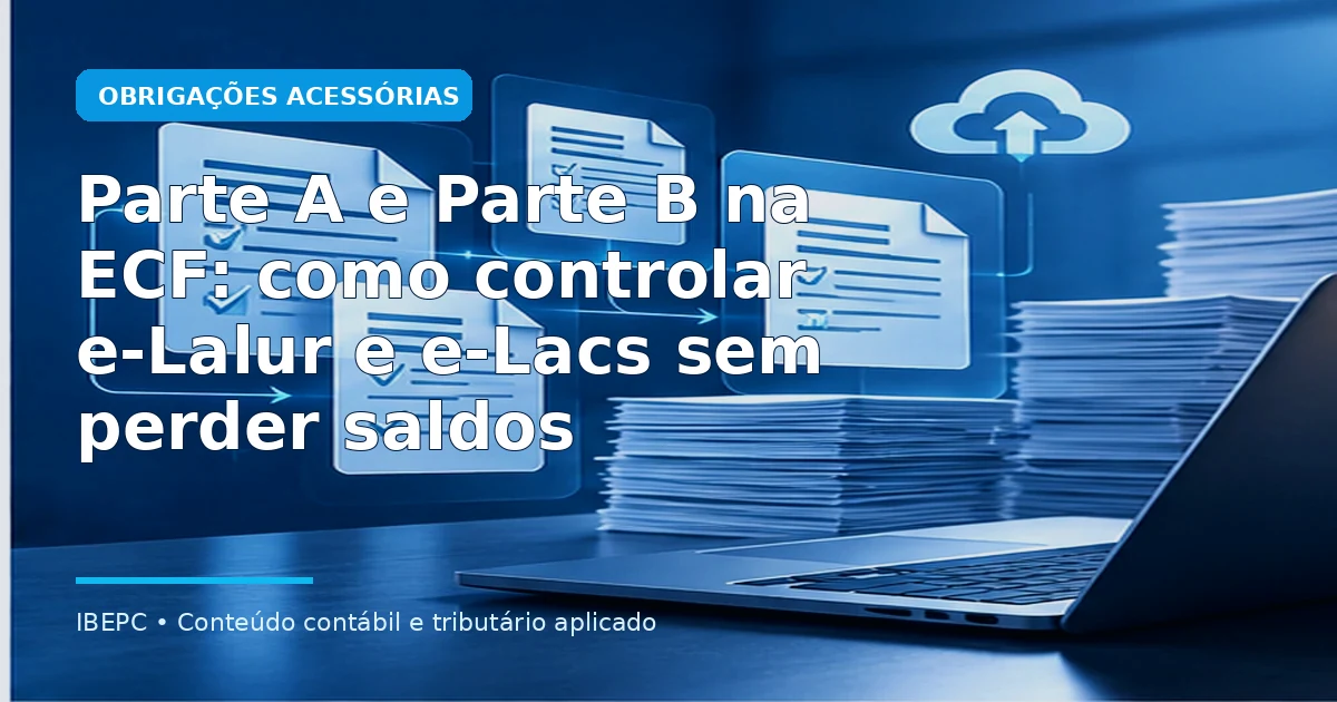 Parte A e Parte B na ECF: como controlar e-Lalur e e-Lacs sem perder saldos