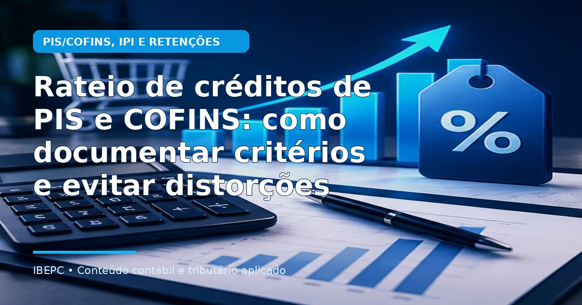 Rateio de créditos de PIS e COFINS: como documentar critérios e evitar distorções