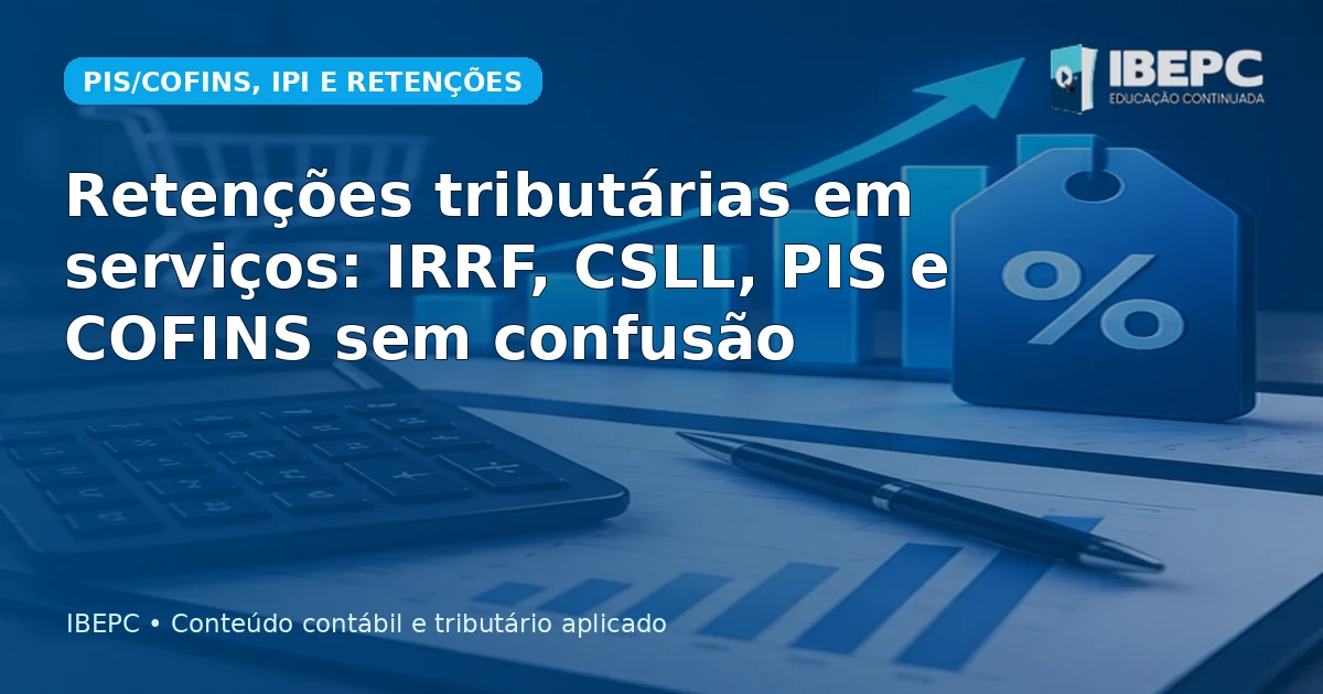 Retenções tributárias em serviços: IRRF, CSLL, PIS e COFINS sem confusão